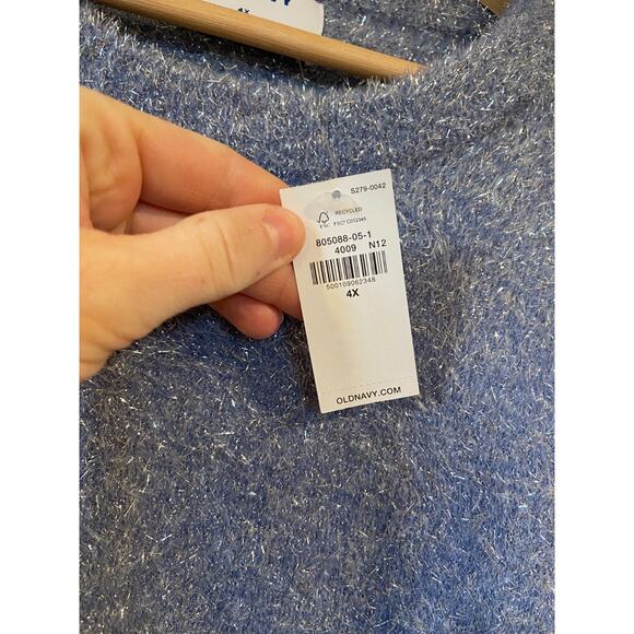 OLD NAVY SWEATER WOMEN'S SZ 4XL EYELASH SHINE ROUND NECK LONG SLEEVE PERIWINKLE - Picture 4 of 6